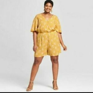 NWT Ava & Viv Squash Floral Romper 2X